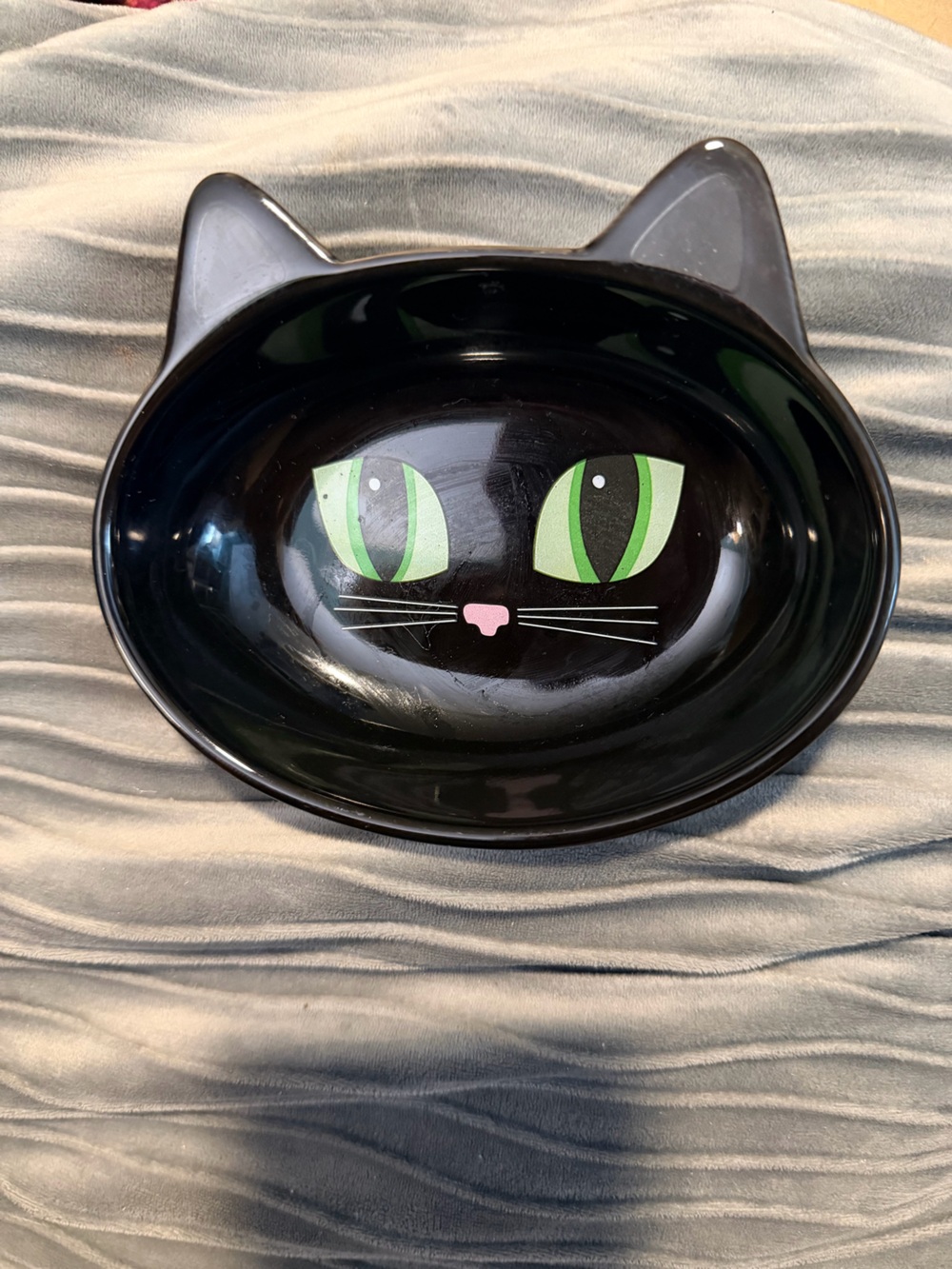PetRageous Designs Frisky Kitty Oval Stoneware Cat Dish Bowl – Black